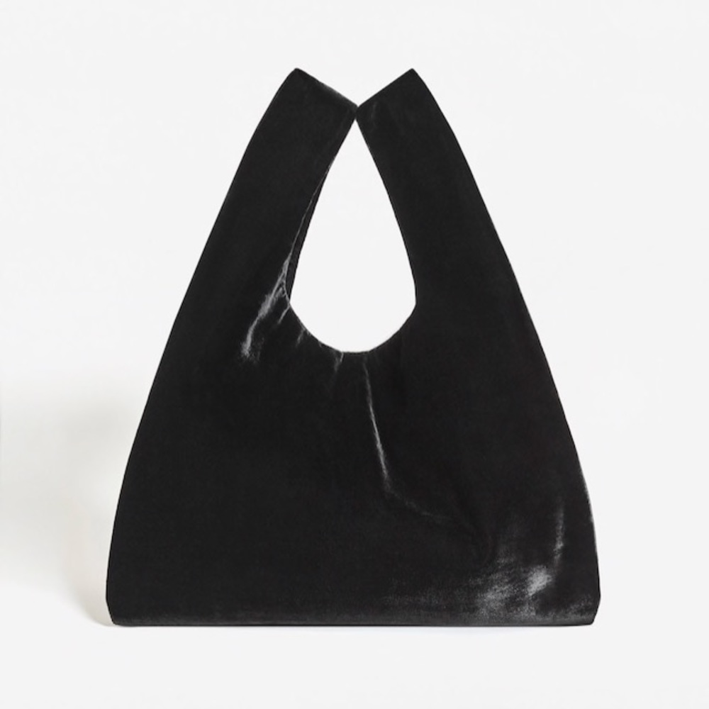Black Velvet Shopper Bag Tote Handbag Mango